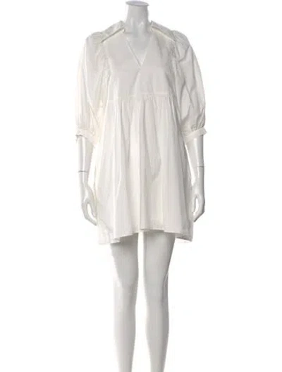 Pre-owned Hunter V-neck Mini Dress In White