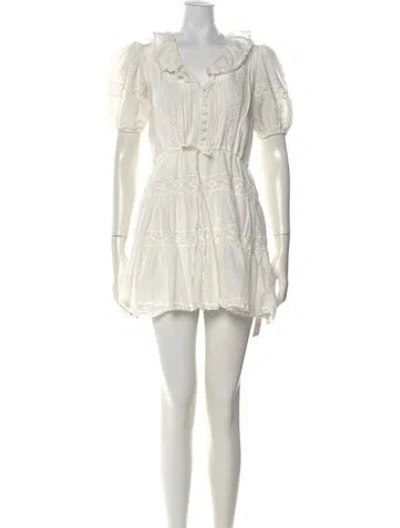 Pre-owned Hunter V-neck Mini Dress In White