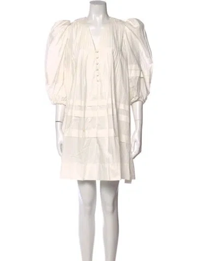 Pre-owned Hunter V-neck Mini Dress In White