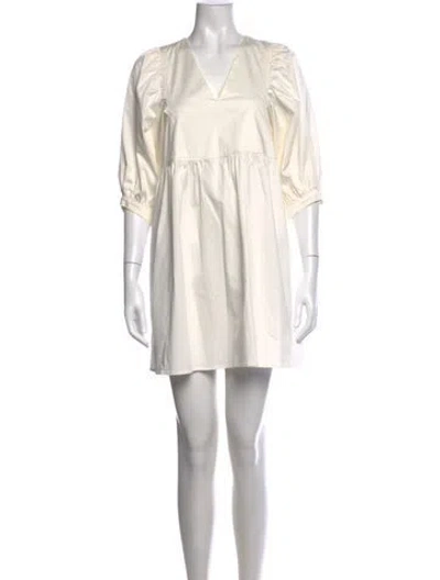 Pre-owned Hunter V-neck Mini Dress In White