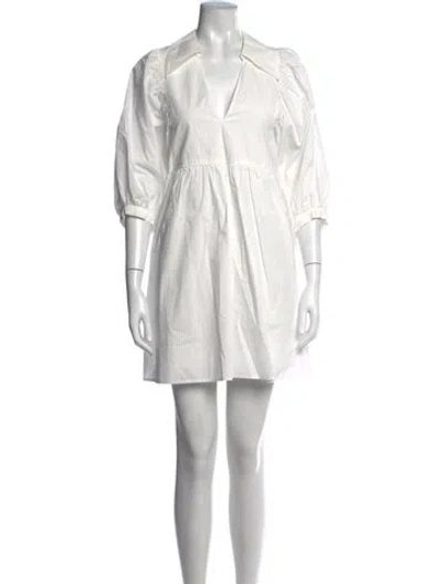 Pre-owned Hunter V-neck Mini Dress In White
