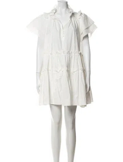 Pre-owned Hunter V-neck Mini Dress In White