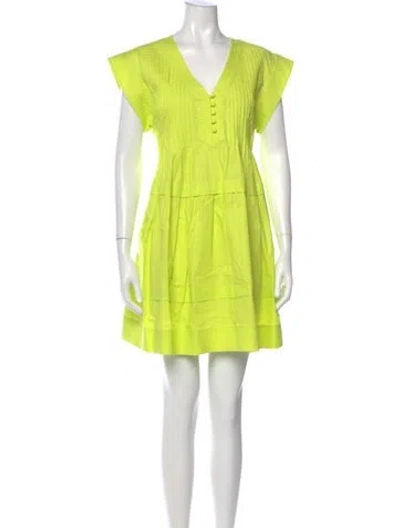 Pre-owned Hunter V-neck Mini Dress In Yellow