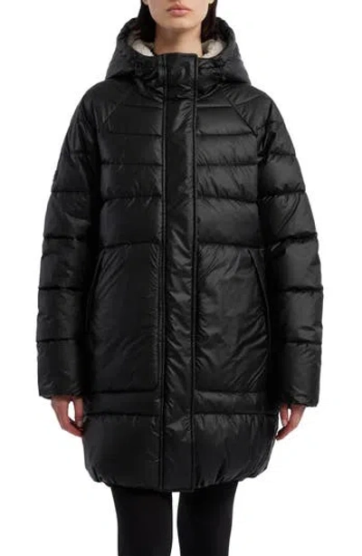 Hunter Water Repellent Faux Down Puffer Coat In Black