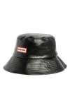 Hunter Water Resistant Faux Leather Bucklet Hat In Black