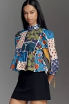 Hunter Willa Cropped Peplum Top In Blue
