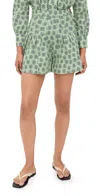 Hunter Willa Patterned Button Shorts In Green