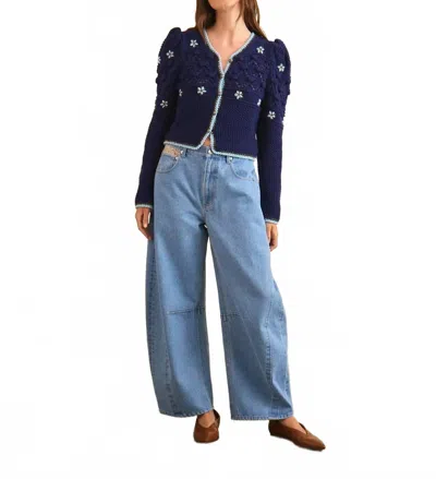 Hunter Willow Button Front Cardigan In Blue