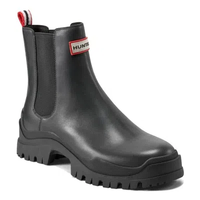 HUNTER WINICA BOOT WOMEN'S BLACK LEATHER LUG SOLE WATERPROOF CHELSEA VER418