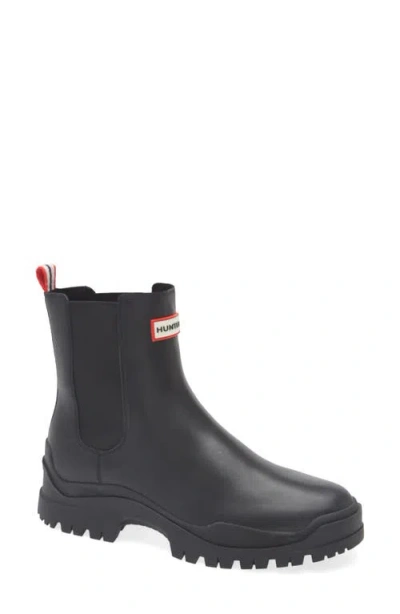 Hunter Winica Waterproof Leather Chelsea Boot In Black