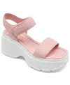 Hunter Women's Abel Square Toe Wedge Casual Sandals From Finish Line In Light Pink