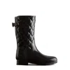 Hunter Women's Adjustable Quilted Refined Slim Fit Short Rain Boots 10 Black
