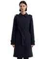 Hunter Women's Belted Water-repellent Trench Coat In Navy