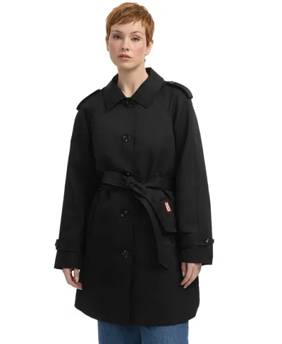 Hunter Women's Coated Gabardine Trench Jacket In Black