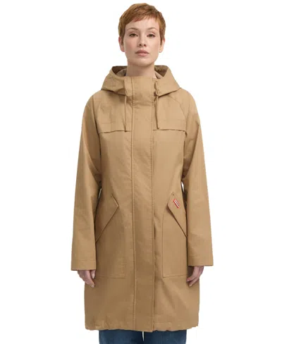 Hunter Women's Cotton High Low Rain Jacket In British Tan
