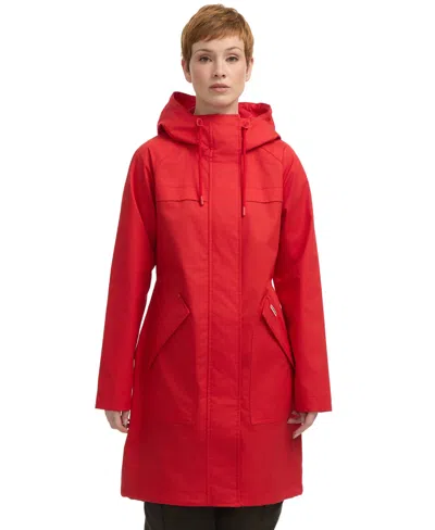 Hunter Women's Cotton High Low Rain Jacket In Red