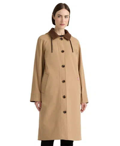 Hunter Women's Daisy Padded Longline Hooded Trench Coat In Nude