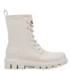 Hunter Women's Diana Waterproof Lace-up Rain Boots 10 Ivory In Animal Print
