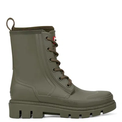 Hunter Women's Diana Waterproof Lace-up Rain Boots 11 Dark Green