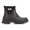 Hunter Women's Eloise Lug Sole Waterproof Neoprene Rain Booties 10 Black In Animal Print