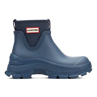 Hunter Women's Eloise Lug Sole Waterproof Neoprene Rain Booties 10 Dark Blue