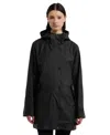 Hunter Women's Hooded Rubberized Waterproof Rain Coat In Black