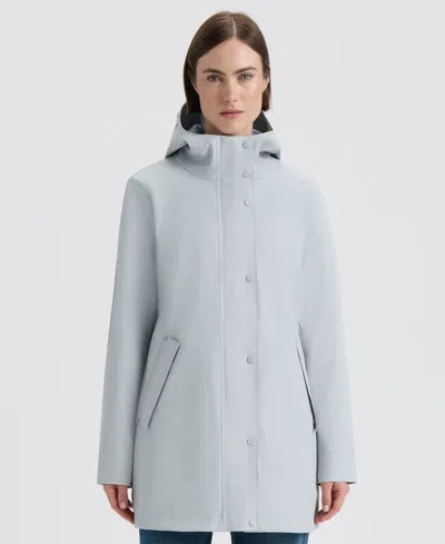 Hunter Women's Hooded Rubberized Waterproof Rain Coat In Gray