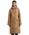 Hunter Women's Hooded Water-repellent Canvas A-line Coat In Black