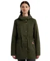 Hunter Women's Hooded Waterproof Rain Jacket In  Green