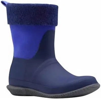 Hunter Women's Insulated Roll Top Vegan Shearling Boots In Melody/electric Storm In Blue