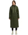 Hunter Women's Longline Padded Rubberized Coat In  Green