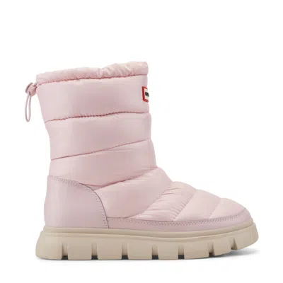 Hunter Women's Maribel Lug Sole Insulated Waterproof Snow Booties 5 Light Pink Nylon