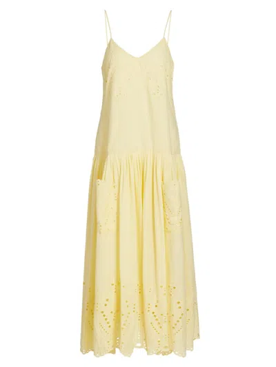 Hunter Women's Martin Eyelet Cotton Maxi Dress In Yellow