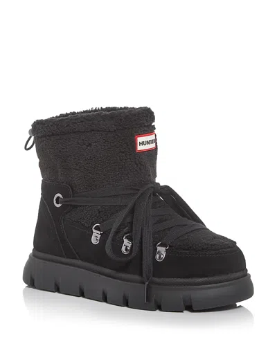 Hunter Women's Moriah Faux Fur Waterproof Booties In Black