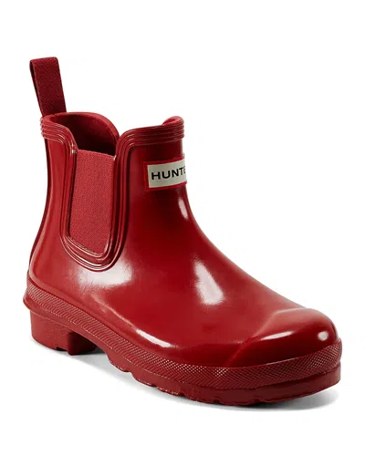 Hunter Original Gloss Waterproof Chelsea Boot In Military Red