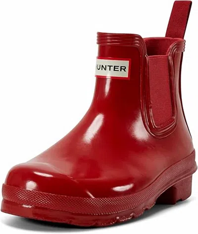 Hunter Original Gloss Waterproof Chelsea Boot In Military Red