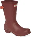 Hunter Women's Original Short Back Adjustable Rain Boot In Rumbling Red/siren In Multi