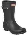 Hunter Original Short Adjustable Back Gloss Waterproof Rain Boot In Black