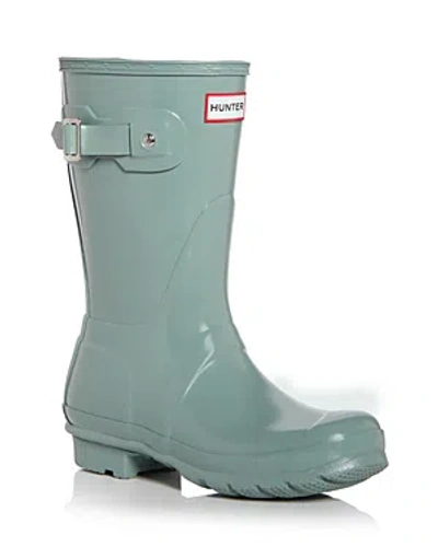 Hunter Women's Original Short Gloss Rain Boots In Green
