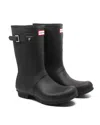 Hunter Original Short Adjustable Back Gloss Waterproof Rain Boot In Black