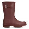 Hunter Women's Original Short Rain Boots 9 Burgundy In Brown