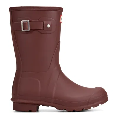 Hunter Women's Original Short Rain Boots 9 Burgundy In Brown