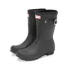 Hunter Original Short Adjustable Back Gloss Waterproof Rain Boot In Black