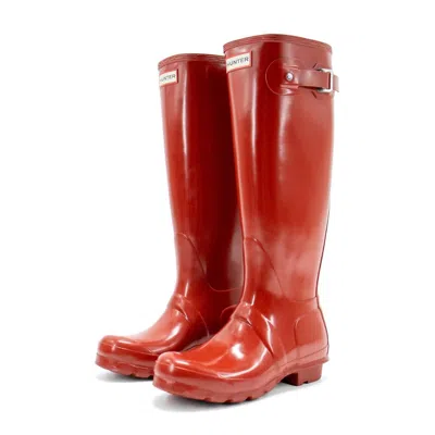 Hunter Refined Tall Gloss Waterproof Rain Boot In Military Red