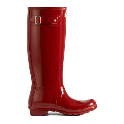 Hunter Original High Gloss Waterproof Boot In Red