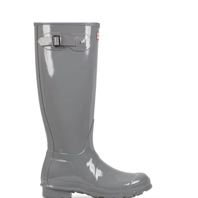 Hunter Women's Original Tall Gloss Rain Boots 5 Medium Gray