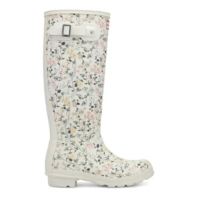 Hunter Women's Original Tall Rain Boots 8 Ivory/pink Floral In Multi