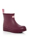 Hunter Play Short Faux Shearling Lined Waterproof Rain Boot In Dark Red