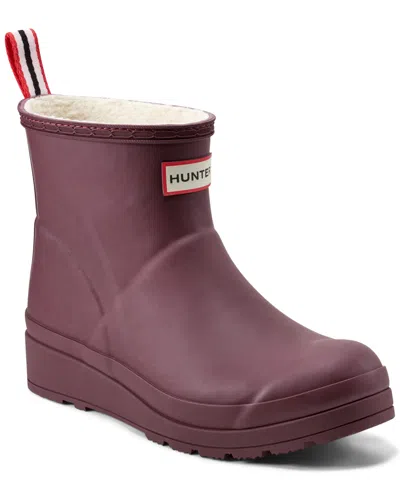 HUNTER WOMEN'S PLAY INSULATED SHEARLING SHORT RAIN BOOTS FROM FINISH LINE