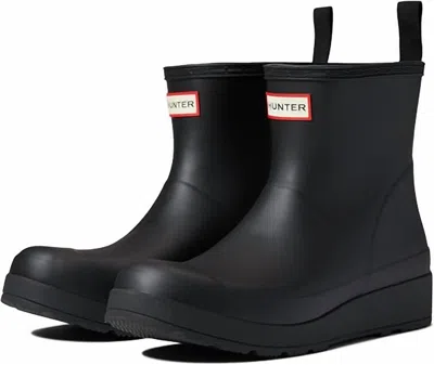 Hunter Women's Play Short Backstrap Rain Boot In Black/white